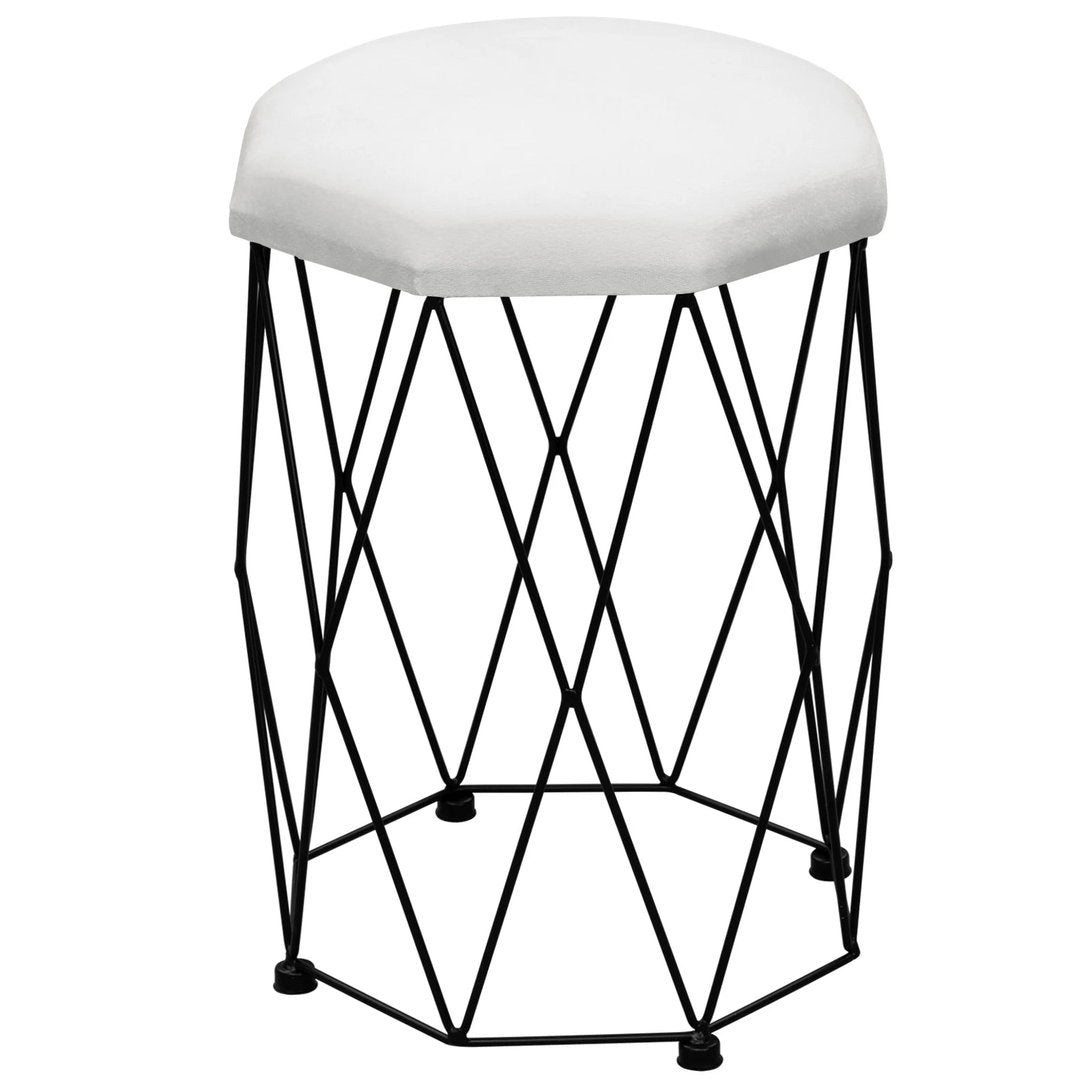 Table basse géométrique TavovaT avec coussin blanc et structure métallique noire, design moderne et élégant pour salon contemporain