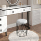 Table coiffeuse moderne TavovaT avec tabouret géométrique noir et blanc, tiroirs design, miroir LED rond, style contemporain élégant