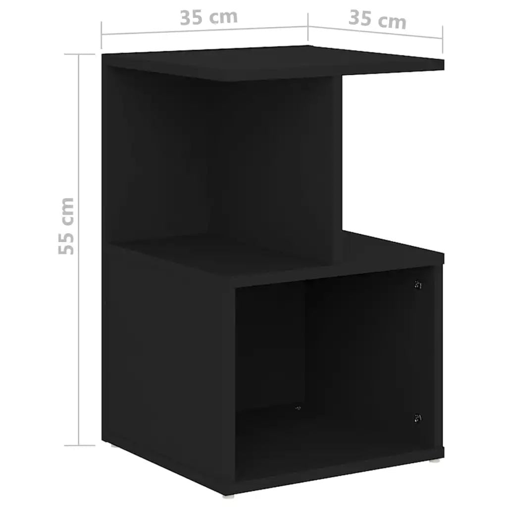 Table de chevet design TavovaT noire moderne à 2 niveaux, dimensions 35x55cm, style minimaliste et géométrique pour chambre contemporaine