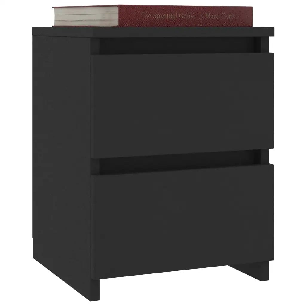 Table de chevet design TavovaT avec 2 tiroirs en noir mat, meuble de rangement élégant et minimaliste pour chambre à coucher moderne