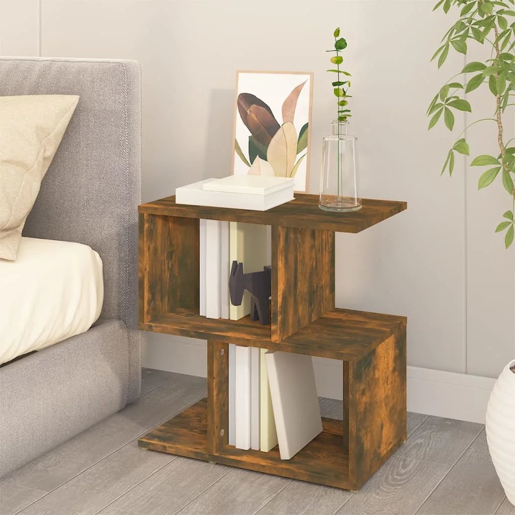 Table de chevet TavovaT design moderne en bois rustique, style cube escalier avec rangements, idéale pour chambre contemporaine