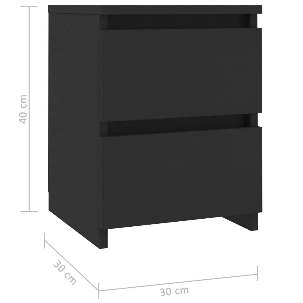 Table de chevet TavovaT design noir mat avec 2 tiroirs spacieux, dimensions 40x30x30cm, meuble contemporain pour chambre moderne