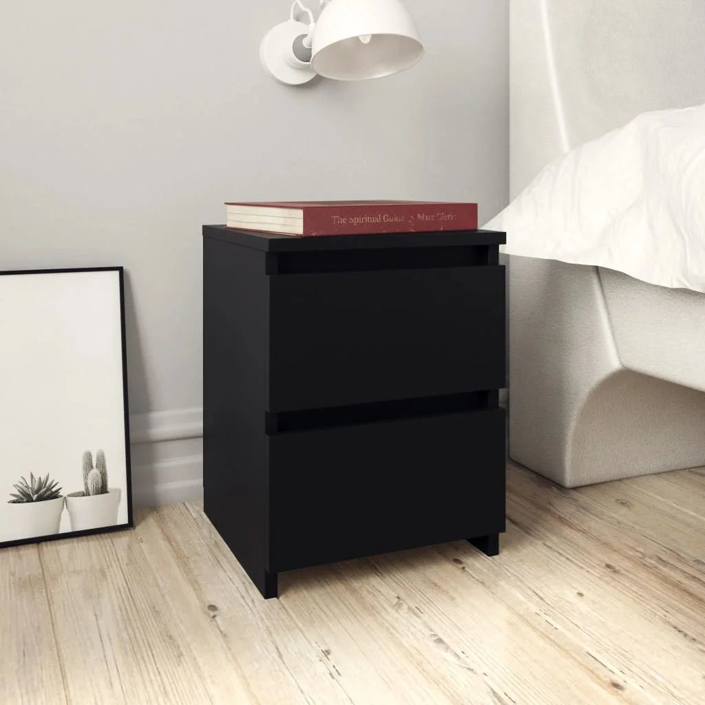 Table de chevet moderne TavovaT noire mate avec 2 tiroirs, design épuré, ambiance scandinave, parfaite pour chambre contemporaine