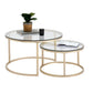 Tables basses gigognes TavovaT en verre trempé et structure dorée, design moderne et élégant avec plateau transparent, idéales pour salon contemporain